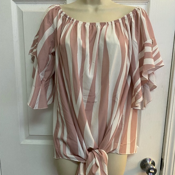 Dusty Pink Tie Front Blouse - Picture 2 of 7